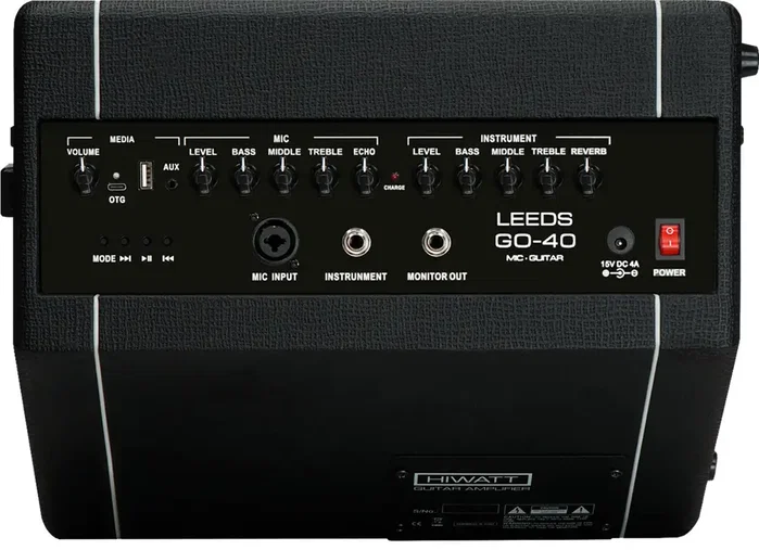 HIWATT GO40 Amplificateur Acoustique Combo 40W avec Bluetooth, Batterie Intégrée - Noir