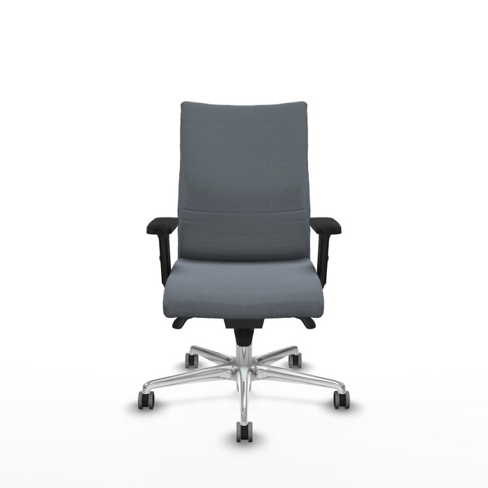 Chaise Albacete confidente Synchro 5 positions Tissu Gris Structure d' aluminium Accoudoir 2D Sans appui-tête Roulettes 65mm pour moquette Chaise Albacete confidente Synchro 5 positions Tissu Gris Structure d' aluminium Accoudoir 2D Sans appui-tête Roulettes 65mm pour moquette