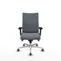 Chaise Albacete confidente Synchro 5 positions Tissu Gris Structure d' aluminium Accoudoir 2D Sans appui-tête Roulettes 65mm pour moquette
