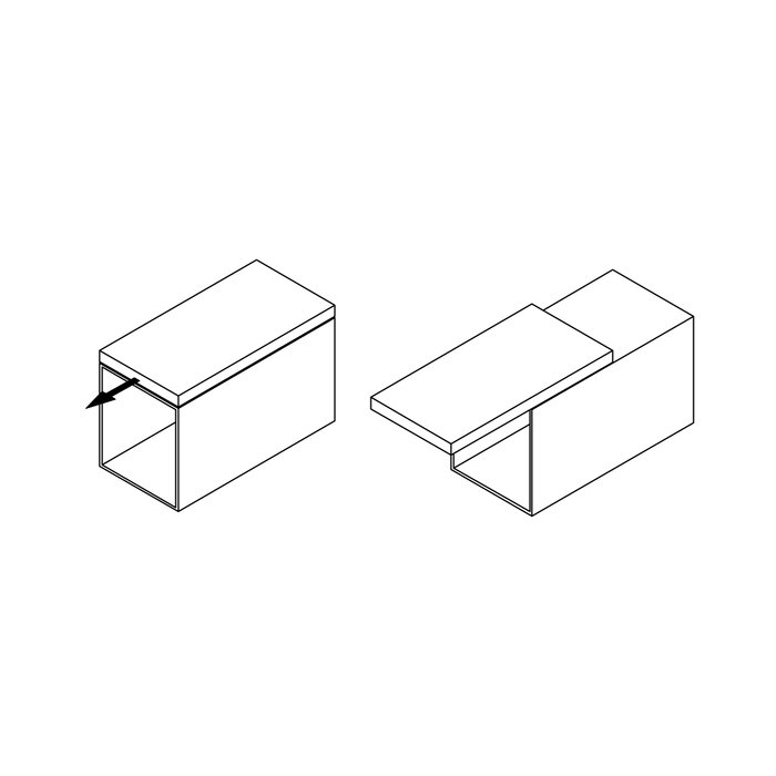 Emuca Rails de table coulissante Twice Top, Aluminium, Anodisé mat