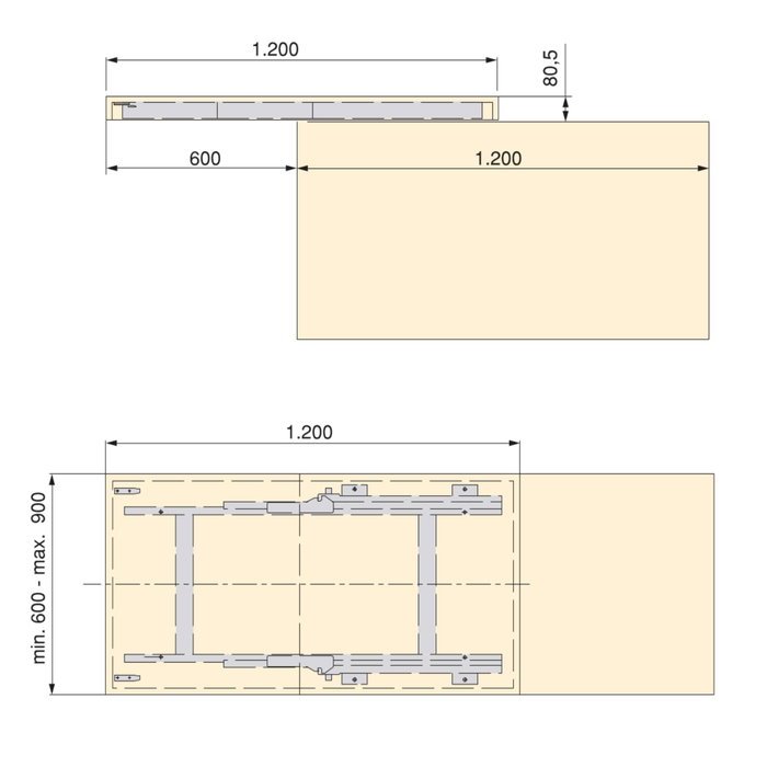 Emuca Rails de table coulissante Twice Top, Aluminium, Anodisé mat Emuca Rails de table coulissante Twice Top, Aluminium, Anodisé mat