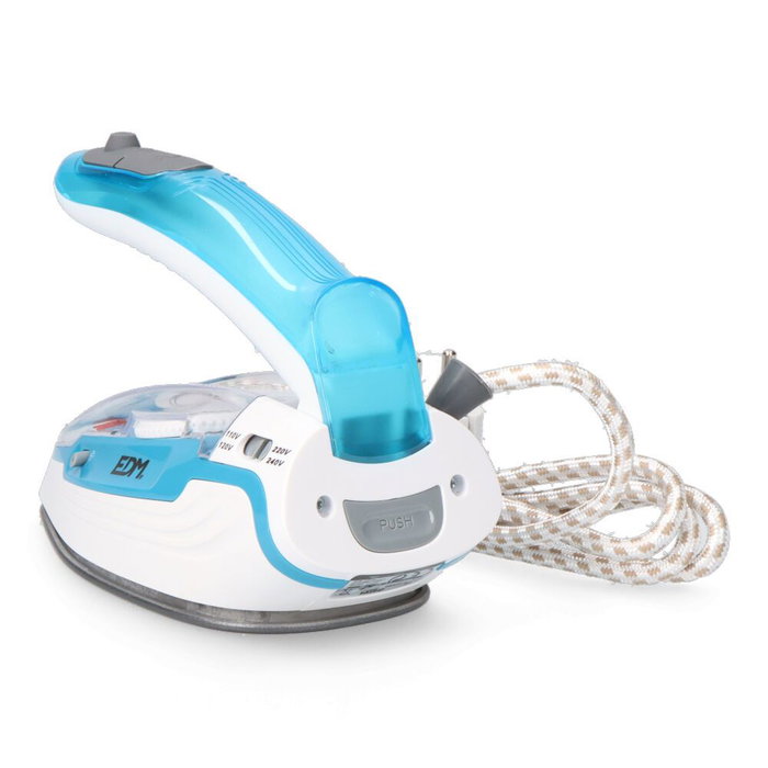 Edm Fer à vapeur de voyage 1100 W Blanc et bleu Réservoir 80 ml 20,3 x 9,3 x 12,4 cm Edm Fer à vapeur de voyage 1100 W Blanc et bleu Réservoir 80 ml 20,3 x 9,3 x 12,4 cm