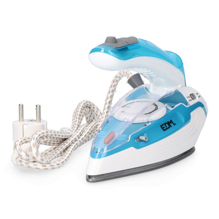 Edm Fer à vapeur de voyage 1100 W Blanc et bleu Réservoir 80 ml 20,3 x 9,3 x 12,4 cm Edm Fer à vapeur de voyage 1100 W Blanc et bleu Réservoir 80 ml 20,3 x 9,3 x 12,4 cm