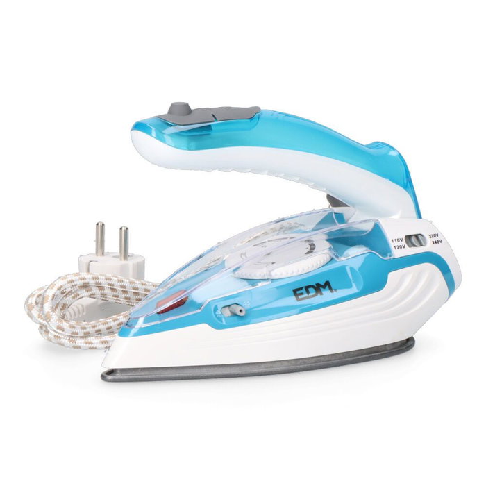 Edm Fer à vapeur de voyage 1100 W Blanc et bleu Réservoir 80 ml 20,3 x 9,3 x 12,4 cm Edm Fer à vapeur de voyage 1100 W Blanc et bleu Réservoir 80 ml 20,3 x 9,3 x 12,4 cm
