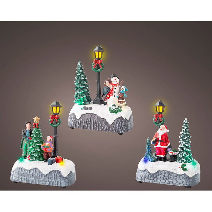 Lumineo Figurine de Noël LED avec réverbère, plastique, 3 LED multicolores fixes, 3 modèles, 9,5 x 5,5 x 12,5 cm Lumineo Figurine de Noël LED avec réverbère, plastique, 3 LED multicolores fixes, 3 modèles, 9,5 x 5,5 x 12,5 cm