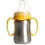 Thermobaby Tasse d'Apprentissage pour Bébé - 180 ml, Inox, Jaune Mangue - Tétine Silicone, Anses Ergonomiques, Système Anti-Fuites et Capuchon - Sans BPA
