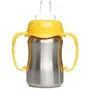 Thermobaby Tasse d'Apprentissage pour Bébé - 180 ml, Inox, Jaune Mangue - Tétine Silicone, Anses Ergonomiques, Système Anti-Fuites et Capuchon - Sans BPA
