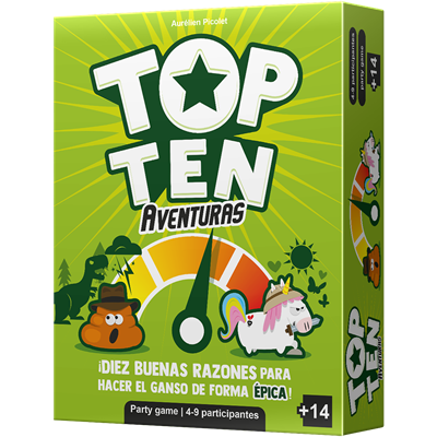 Asmodee Jeu de société Top Ten Aventures – Jeu coopératif pour 3 à 9 joueurs – 80 aventures – Party game humoristique