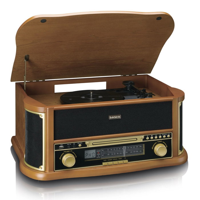 Lenco TCD-2551WD Système HiFi rétro en bois