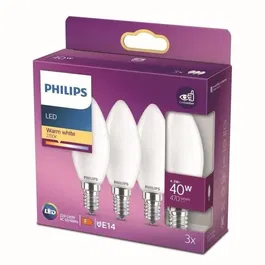 Philips Pack de 3 Ampoules LED E27 40W Équivalent Blanc Chaud 2700K Culot Large - Classe Énergétique F - Non Dimmable