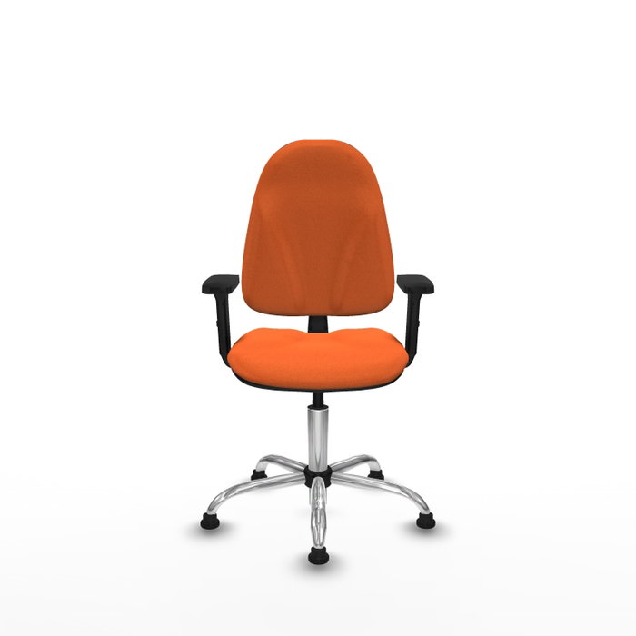 PIQUERAS Y CRESPO Chaise de bureau Algarra, tissu orange, base chromée, accoudoirs 2D