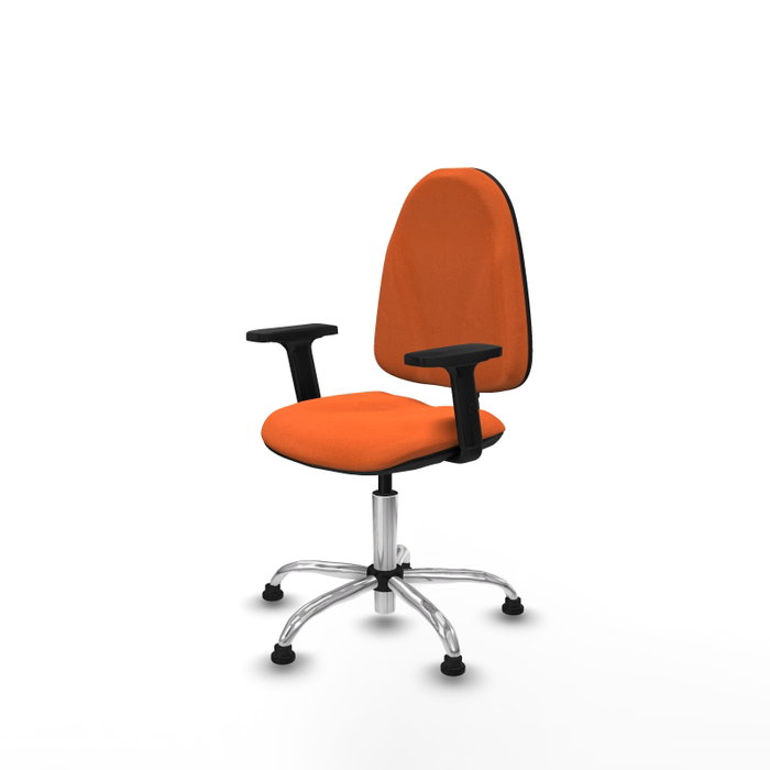 PIQUERAS Y CRESPO Chaise de bureau Algarra, tissu orange, base chromée, accoudoirs 2D