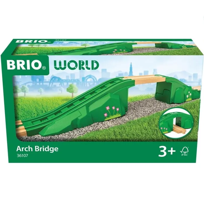BRIO 36107 Pont Modulaire en Bois de Hêtre pour Circuit de Train - Accessoire d'Extension Compatible BRIO World - À Partir de 3 Ans