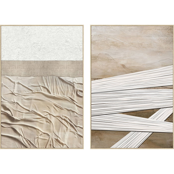 Toile Home ESPRIT Blanc Beige Moderne Urbaine (2 Unités) Toile Home ESPRIT Blanc Beige Moderne Urbaine (2 Unités)