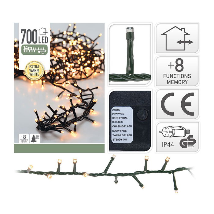 Guirlande LED type espino 700 LED lumière chaude 17 m