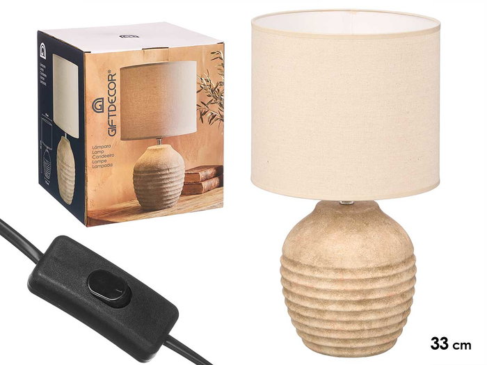 Giftdecor Lampe Vieillie Ronde à Rayures Horizontales 44 cm Céramique et Taille Marron (Set de 4) Giftdecor Lampe Vieillie Ronde à Rayures Horizontales 44 cm Céramique et Taille Marron (Set de 4)