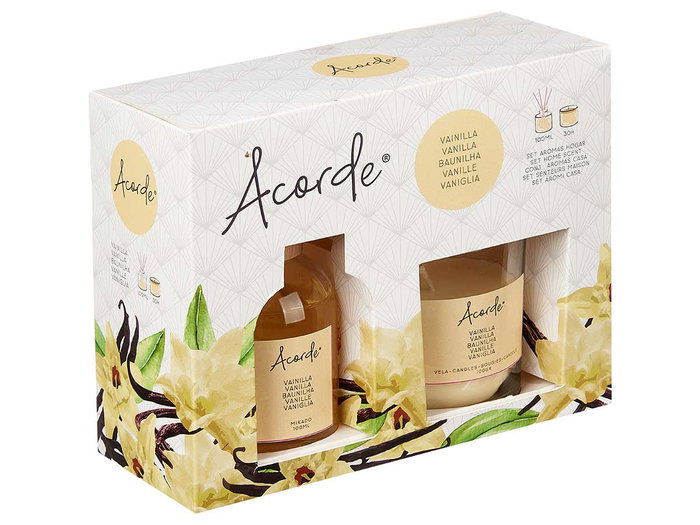 Acorde - Set Mikado 100 ml et Vela 30h Vanille: 19.5 x 15 x 7.5 cm (Set de 6)