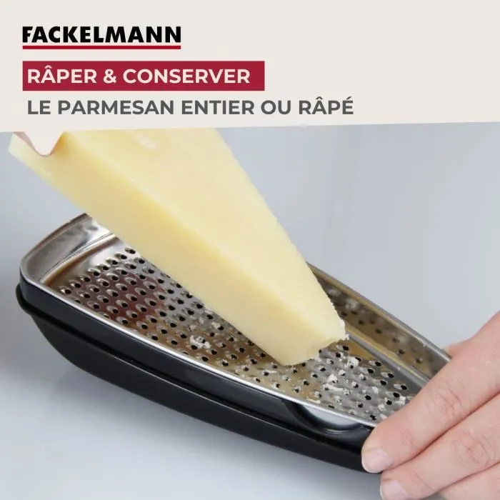 Fackelmann Duo Râpe à Zeste et Râpe à Parmesan Professionnel en Acier Inoxydable avec Boîte de Rangement - 42 cm et 19 cm