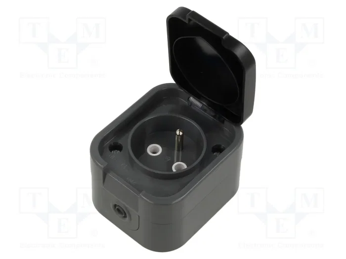 ABEX Socle d'alimentation AC 2P+PE 250V 16A gris ABEX Socle d'alimentation AC 2P+PE 250V 16A gris