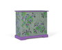 GINER Y COLOMER Commode en Mango Massif Peinte à la Main, 9 tiroirs, 70.5x31x60.5 cm, Finition Vert Gris et Motif Floral