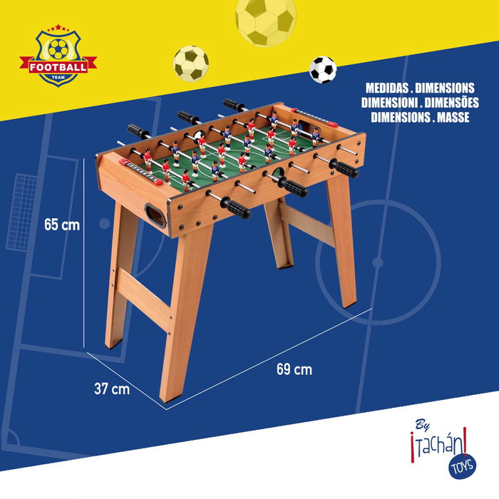 TACHAN Baby-foot en bois 69x36,5x65 cm avec marqueur et 3 balles, multilingue, +14 ans