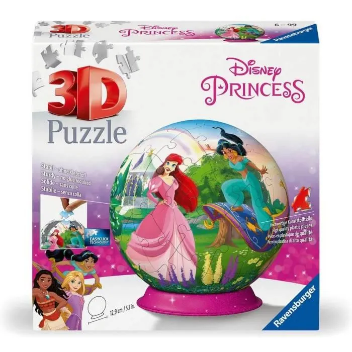 Ravensburger - Puzzle 3D Ball Disney Princesses - 11579 - Puzzle Sphérique à Assembler - 72 Pièces Numérotées - Jeu à Partir de 6 Ans Ravensburger - Puzzle 3D Ball Disney Princesses - 11579 - Puzzle Sphérique à Assembler - 72 Pièces Numérotées - Jeu à Partir de 6 Ans