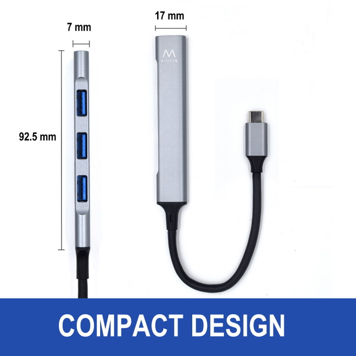 Ewent EW1145 Hub USB-C 4 Ports USB-A 3.2 Gen 1 et 2.0 Compact et Léger Plug and Play Ewent EW1145 Hub USB-C 4 Ports USB-A 3.2 Gen 1 et 2.0 Compact et Léger Plug and Play