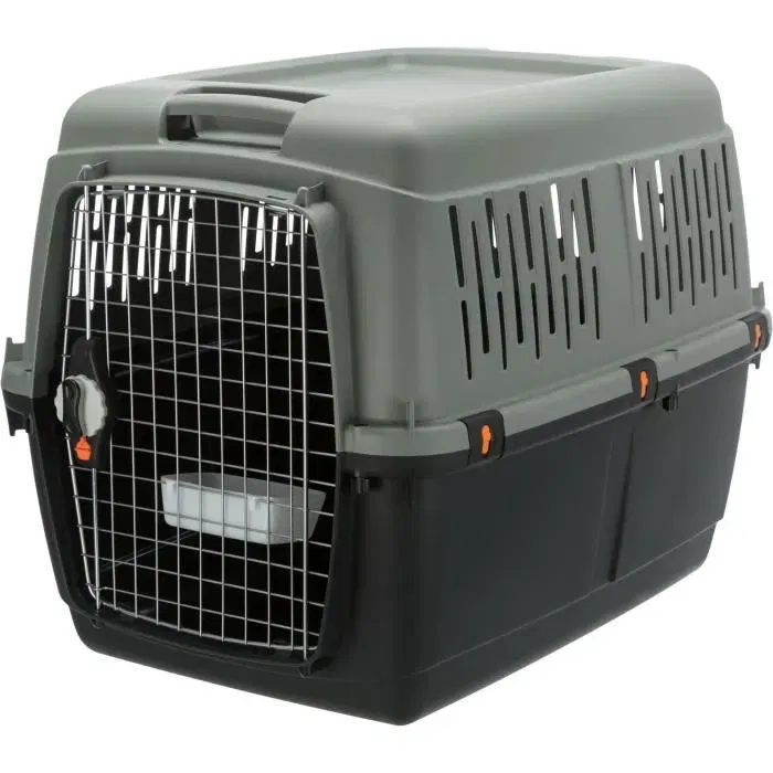 TRIXIE Box de transport Giona 5 pour chien, fabriquée en matériaux recyclés, dimensions 60 x 61 x 81 cm, couleur anthracite et gris-vert