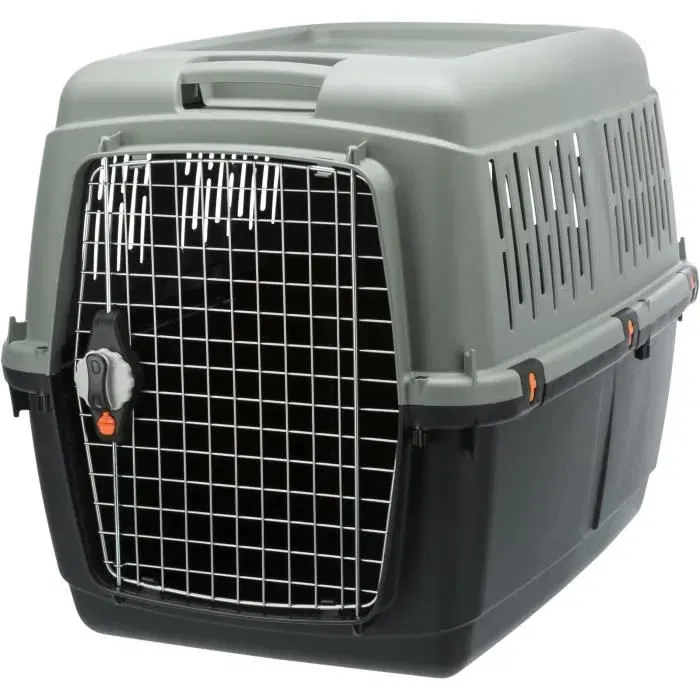 TRIXIE Box de transport Giona 5 pour chien, fabriquée en matériaux recyclés, dimensions 60 x 61 x 81 cm, couleur anthracite et gris-vert