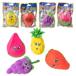 HTI Fruity Friends - Jouets élastiques et fruits compressibles pour enfants, assortiment de 12 pièces avec fraise, ananas, mûre et pastèque