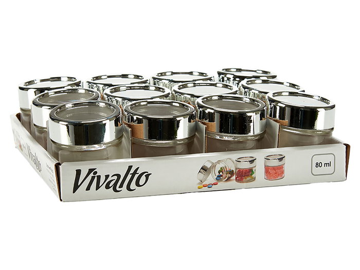 Vivalto Pot Rond en Verre Transparent avec Couvercle 8 cl 6x6x6 cm (Set de 48) Vivalto Pot Rond en Verre Transparent avec Couvercle 8 cl 6x6x6 cm (Set de 48)