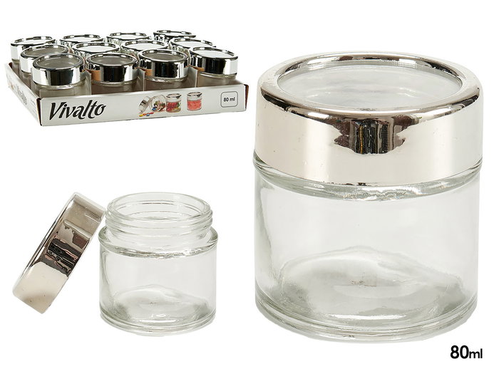 Vivalto Pot Rond en Verre Transparent avec Couvercle 8 cl 6x6x6 cm (Set de 48) Vivalto Pot Rond en Verre Transparent avec Couvercle 8 cl 6x6x6 cm (Set de 48)