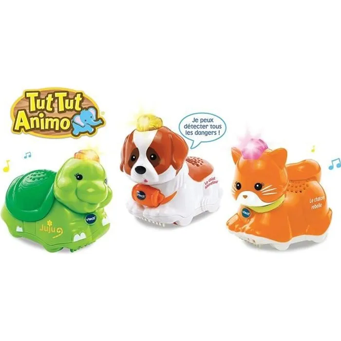 Vtech - Coffret Trio Tut Tut Animo - 3 animaux parlants et roulants avec sons et lumières - Jouet éducatif pour enfant de 1 à 5 ans Vtech - Coffret Trio Tut Tut Animo - 3 animaux parlants et roulants avec sons et lumières - Jouet éducatif pour enfant de 1 à 5 ans