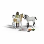 Schleich 42777 Figurine Sarah des Soins Vétérinaires avec Poulain Marwari et Poulain Paint Horse - Horse Club