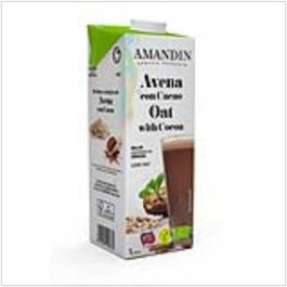 AMANDIN Bebida Vegetal De Avena Con Cacao 1Lt X 6 Uds - Boisson végétale à l'avoine et cacao, végan, pack de 6 bouteilles de 1L