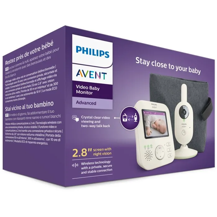 Avent Philips Écoute-bébé vidéo SCD882/26 avec écran 2,8 pouces