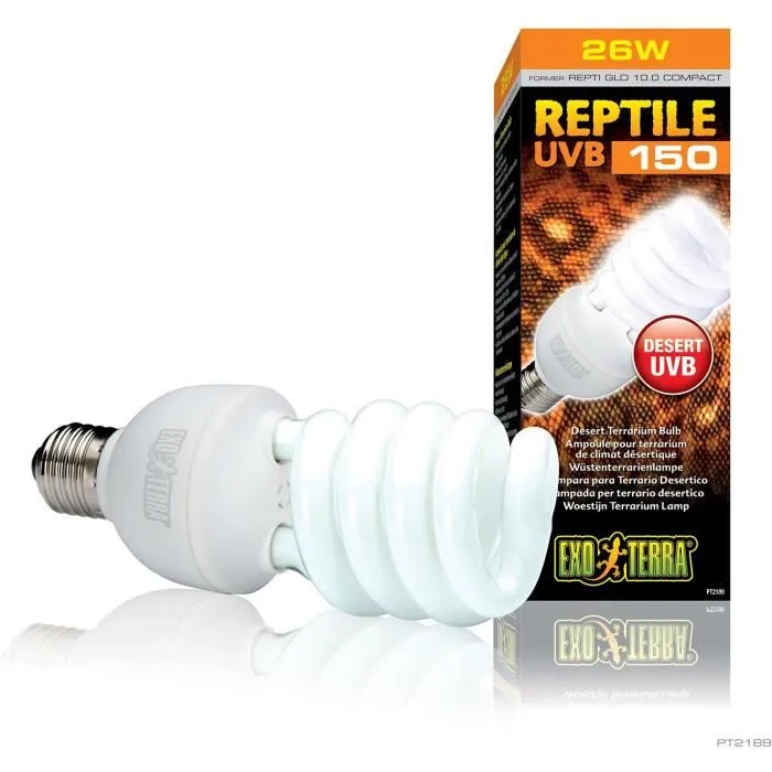 Exo Terra Ampoule UVB150 26W pour Terrarium - Lampe UVB pour Reptiles Désertiques, Lumière UVA/UVB Haute Performance
