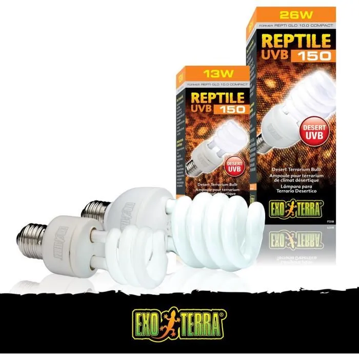 Exo Terra Ampoule UVB150 26W pour Terrarium - Lampe UVB pour Reptiles Désertiques, Lumière UVA/UVB Haute Performance