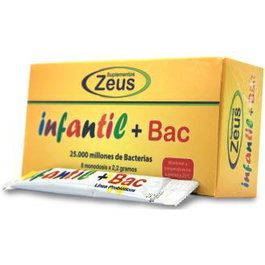 ZEUS Infantil + Bac 8Monodosis Complément Alimentaire Enfant Probiotiques Lactoferrine Zinc