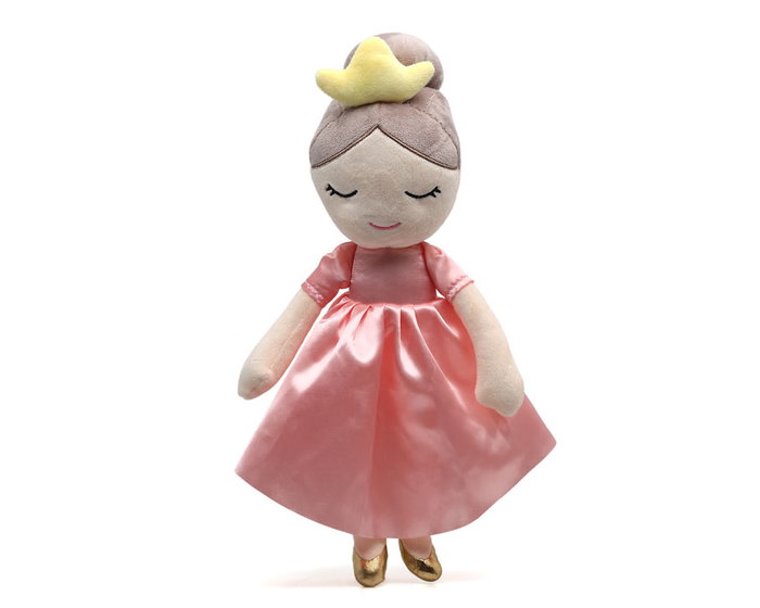 KioKids Peluche Princesse Rose pour Enfant, Poupée en Tissu de 40 cm avec Robe de Satin, Jouet Créatif pour +10 Mois (Poliéster)
