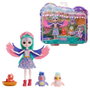 Mattel Enchantimals City Tails - Poupee Filia Finch avec son oiseau Tropic et un bébé perroquet, figurine pour enfant +4 ans
