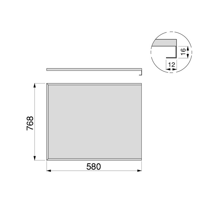 Emuca Protecteur de fond pour meuble de cuisine, 16mm, module 800mm, 768x580mm, Plastique et Aluminium, Aluminium naturel