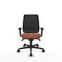 Chaise Alares Synchro 5 positions tissu Marron Maille Noir Base en nylon noir Accoudoir 1D Sans appui-tête Roulettes 65mm nylon