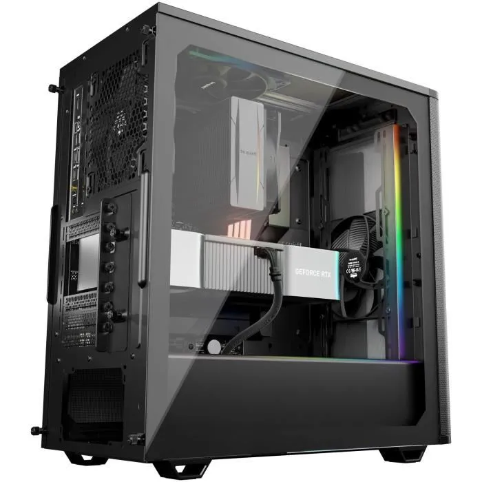 Be Quiet! Boîtier PC Gamer ATX Pure Base 501 DX BGW76 Noir - Éclairage ARGB, 3 Ventilateurs 140 mm PWM, USB Type-C, Panneau Verre, Watercooling 360 mm