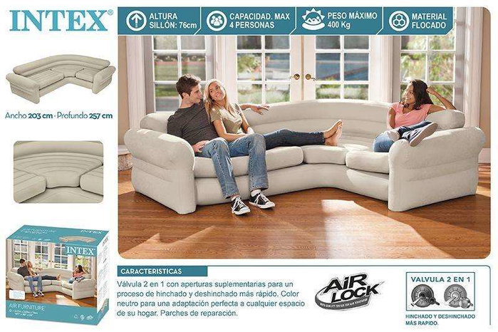 Intex Canapé gonflable d'angle 257x203x76 cm avec PVC, à partir de 36 mois