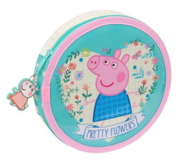Safta Plumier Peppa Pig "Pretty Flowers" 18 pièces, coffret de crayons rond, motifs fleurs, pour enfant à partir de 3 ans, 21 x 3.5 cm