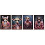 Home ESPRIT Toile Bleu Rouge Animal Laqué (Lot de 4)