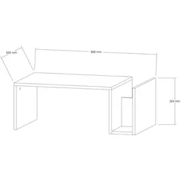 MEMO - Table basse rectangulaire avec effet marbre Travertin et étagère, 86.8 x 50 x 32.4 cm (L x P x H), panneaux de particules mélaminés