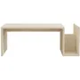MEMO - Table basse rectangulaire avec effet marbre Travertin et étagère, 86.8 x 50 x 32.4 cm (L x P x H), panneaux de particules mélaminés