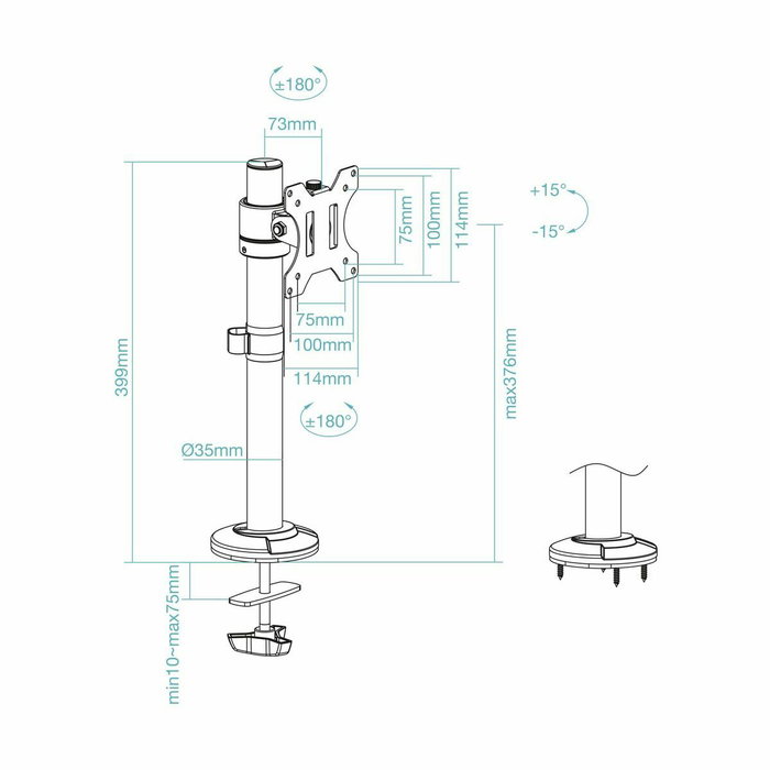 Support de table d'écran TooQ DB1131TN-B 17" 32" 8 kg